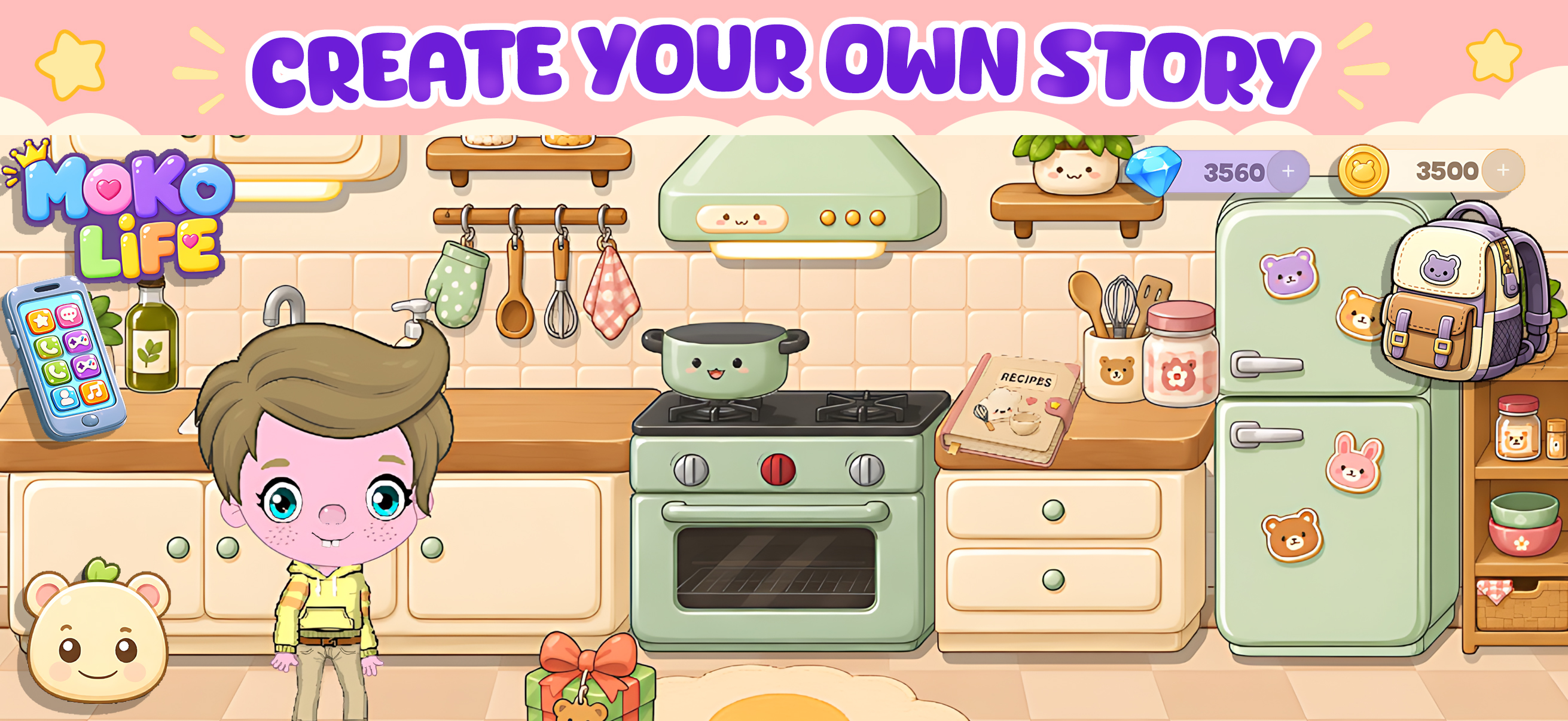 Dress up characters in the Moko Life kitchen