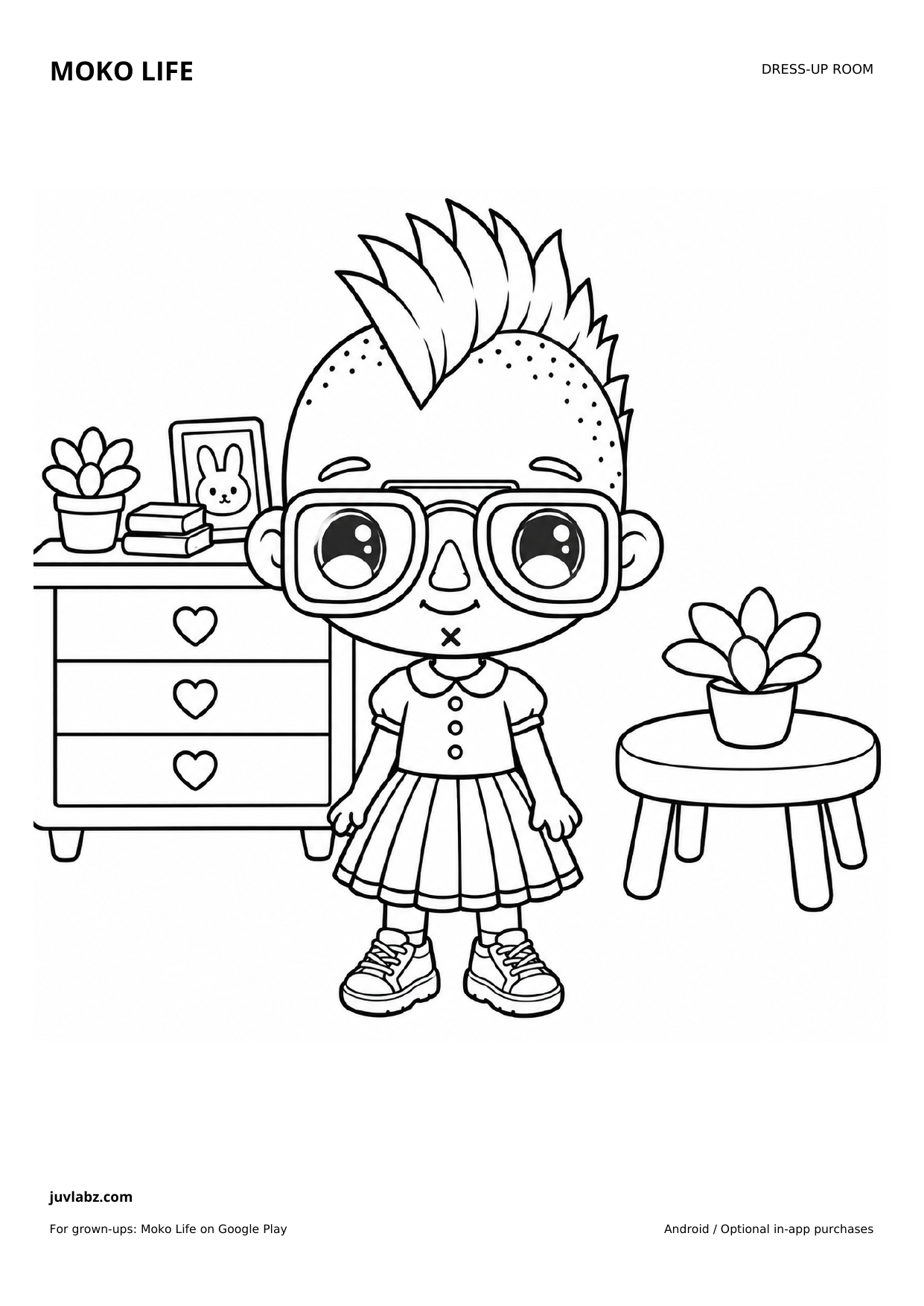Dress-up room — printable coloring page