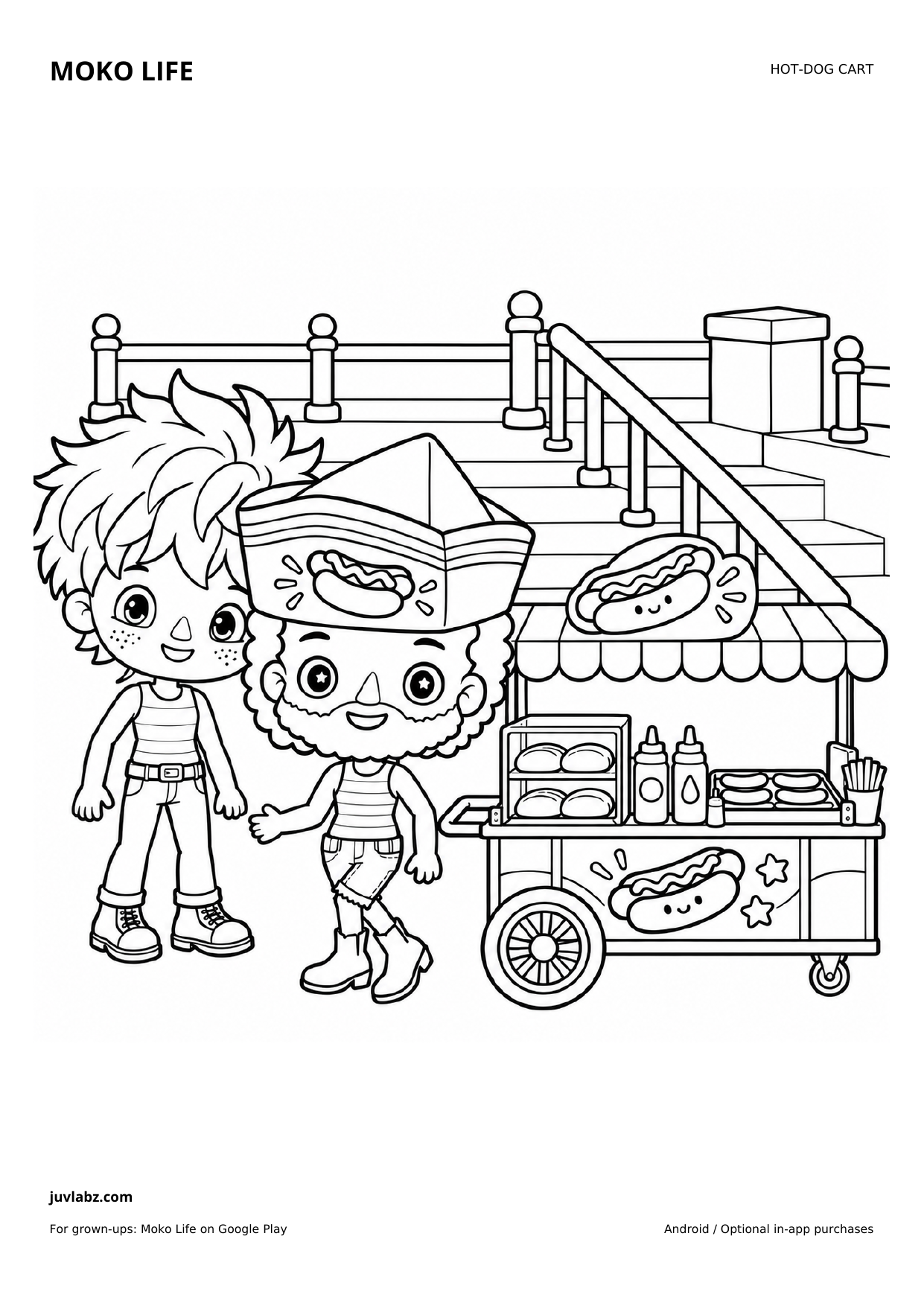 Hot-dog cart — printable coloring page